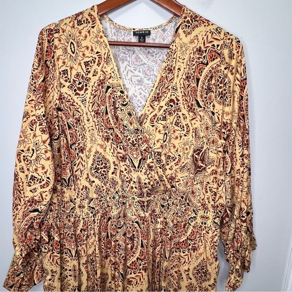 Torrid Midi Challis Smocked Waist Surplice Dress Size 2X - Picture 6 of 14